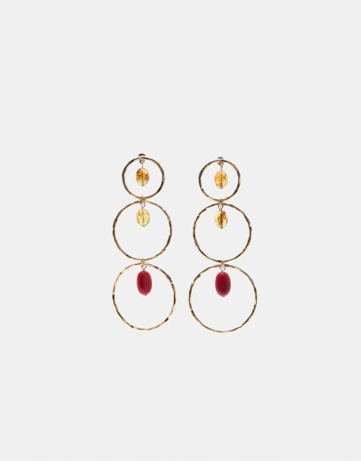 Stradivarius - Boucles d'oreilles avec pendants circulaires et breloques - Doré