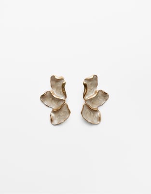 Boucles d'oreilles ventail effet maill - Dor - Stradivarius - Modalova