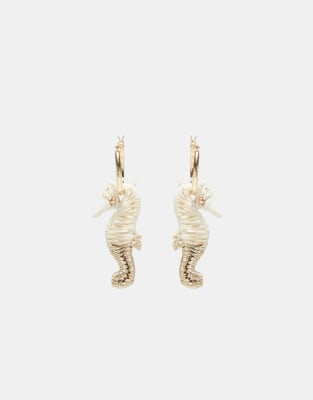 Boucles d'oreilles hippocampe - Écru-Blanc M