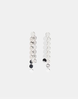 Stradivarius - Boucles d'oreilles longues à petits cercles - Gris