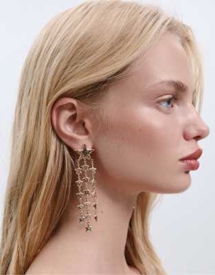 Boucles d'oreilles pendantes avec toiles effet cascade - Dor - Stradivarius - Modalova