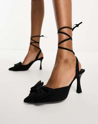 Black suede best sale heels with bow