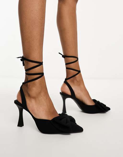 Black bow tie heels hotsell