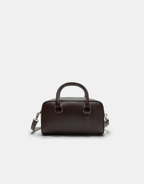 Stradivarius Bowling bag with rings in brown - view 1