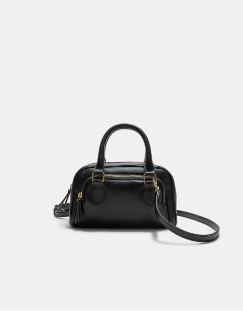 Stradivarius Bowling bag with zip in black - view 1