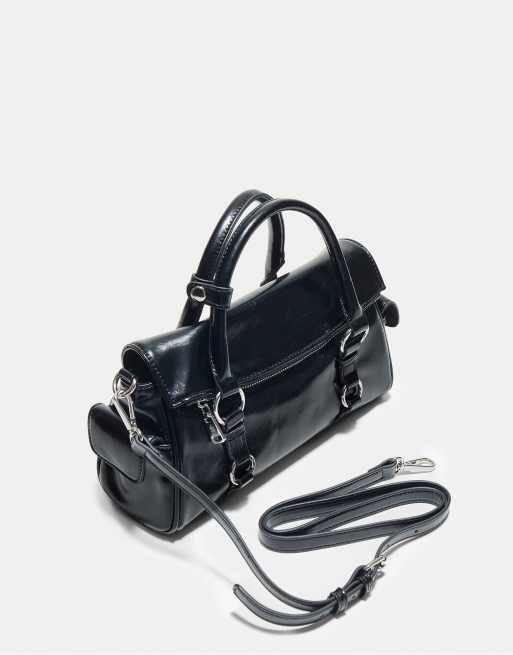 Stradivarius Bowling-Crossbody-Tasche mit Reißverschluss in Schwarz, 4 von 4