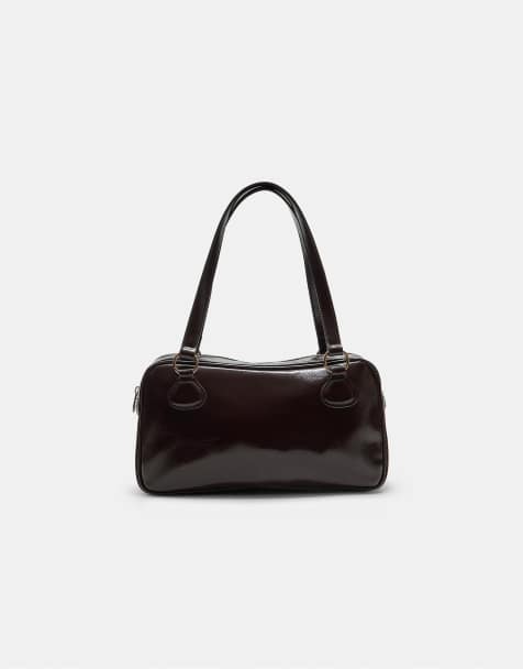 Stradivarius - Bowling tas met ringen in bruin - view 1