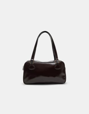 Stradivarius - Bowlingtasche in Braun mit Ringen-Brown