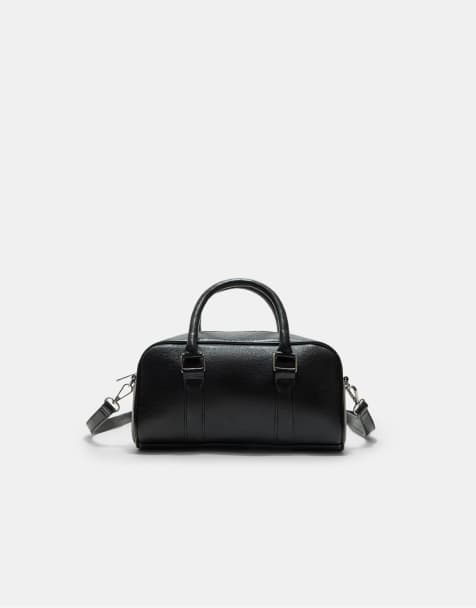 Stradivarius – Bowlingtasche in Schwarz mit Ringen - view 1