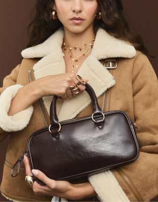 Stradivarius - Bowlingtasche zum Umhängen aus Kunstleder in Braun-Brown