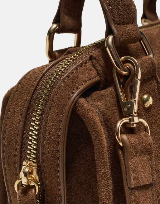 Stradivarius – Bowlingtasche zum Umhängen in Braun mit Reißverschluss, 4 von 4