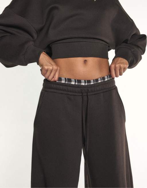 Stradivarius Boxer-detail joggers in brown, 3 of 7