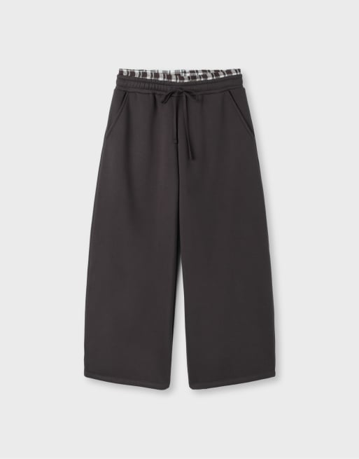 Stradivarius Boxer-detail joggers in brown, 6 of 7
