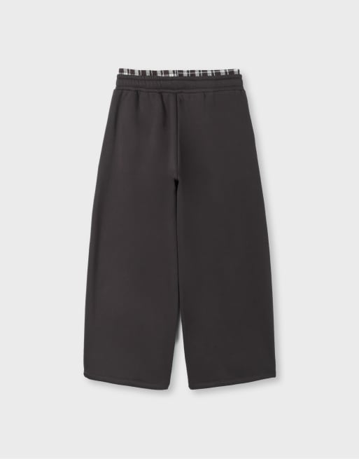 Stradivarius Boxer-detail joggers in brown, 7 of 7