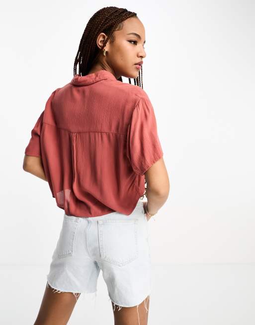 Short Sleeve Boxy Crinkle Shirt