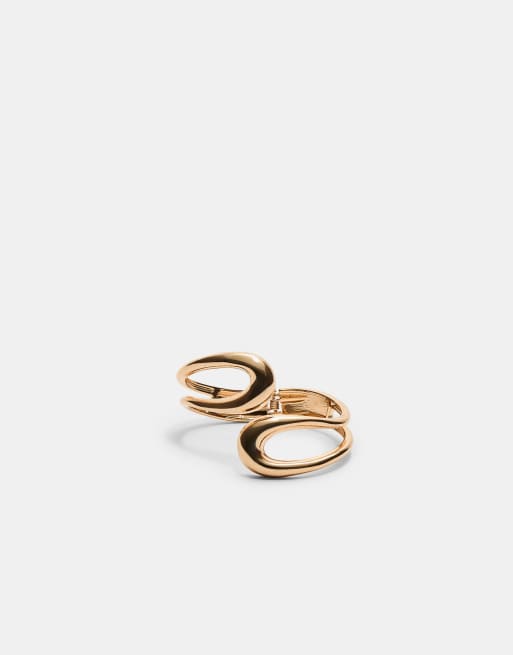 Stradivarius - Bracciale a fascia grande color oro con chiusura a moschettone