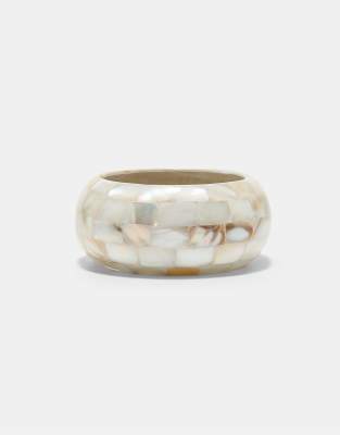 Stradivarius - Bracelet oversize effet nacré - Écru-Blanc