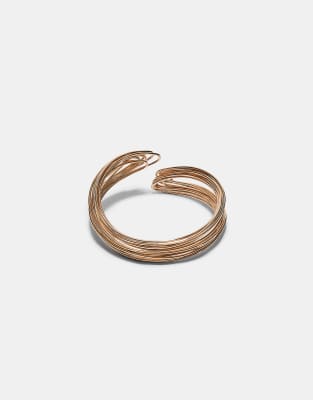 Bracelet rigide en fils métallisés - Doré-Jaune M