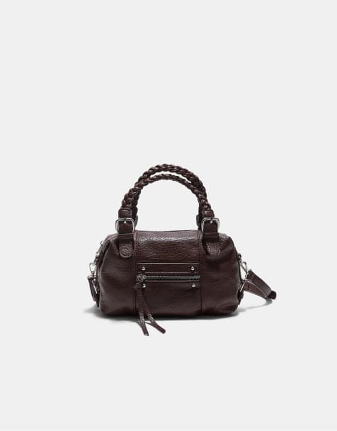 Stradivarius Braided handle bowling bag in brown - view 1