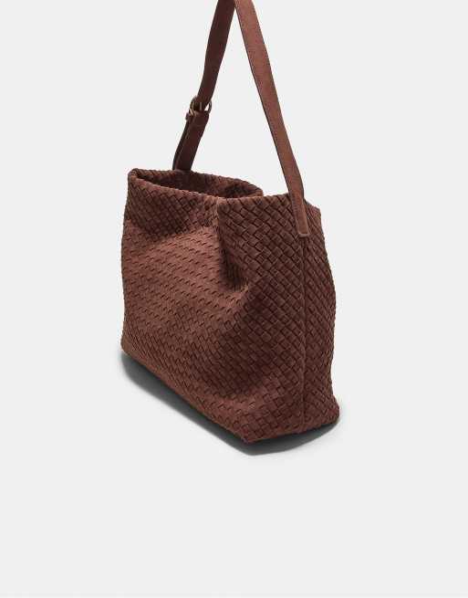 Stradivarius Braided shoulder bag in brown, 3 of 4
