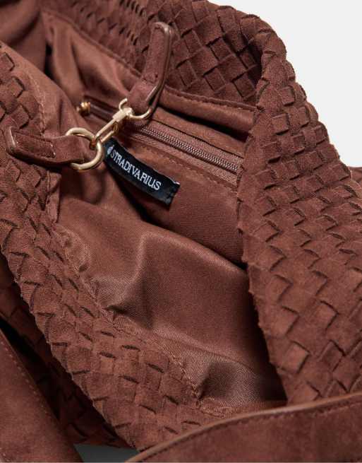 Stradivarius Braided shoulder bag in brown, 4 of 4