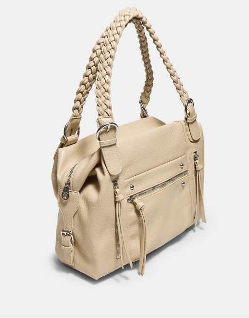 Stradivarius Braided strap shoulder bag in beige, 4 of 4