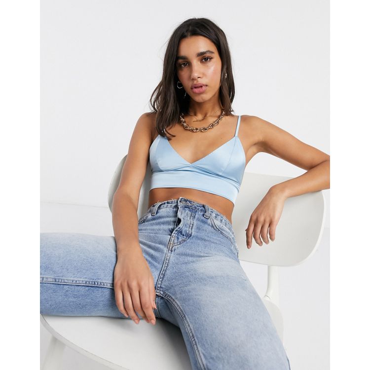 Weekday May T-back bralette in blue