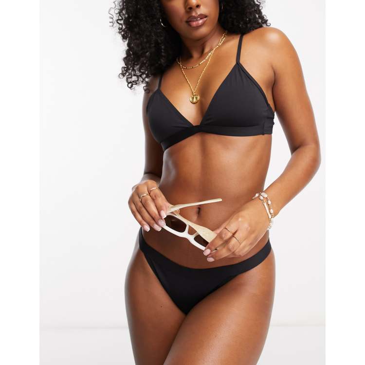 Stradivarius Brazilian bikini bottoms in black