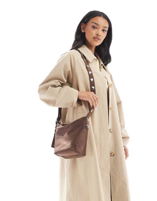 Stradivarius – Brązowa torebka na ramię z ćwiekami