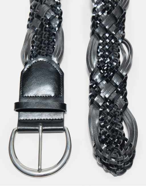 Stradivarius bred flätat skärp i svart, 4 av 4