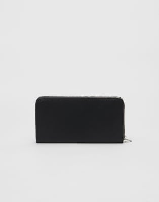 Stradivarius - Brieftasche in Schwarz mit Reißverschluss