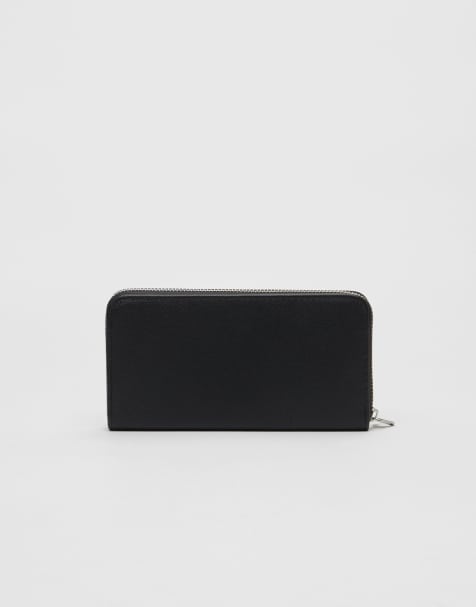 Stradivarius – Brieftasche in Schwarz mit Reißverschluss - view 1