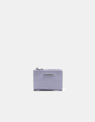 Stradivarius - Brieftasche mit Geldbörsenfach in Kroko-Malve-Lila
