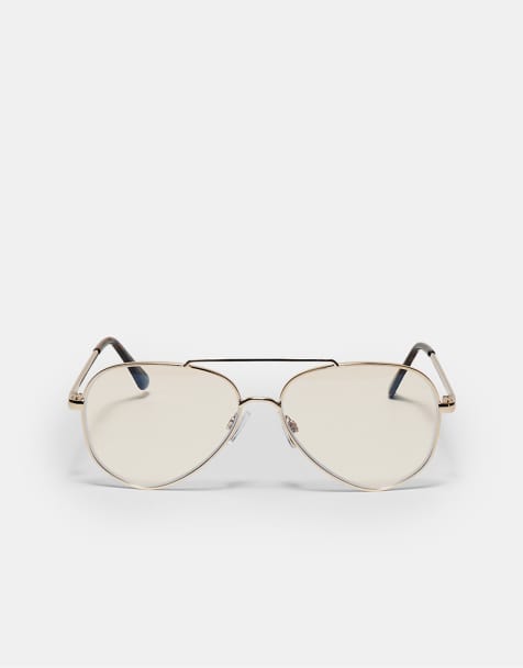 Stradivarius – Brille in Metallic-Gold mit Blaulichtfilter - view 1