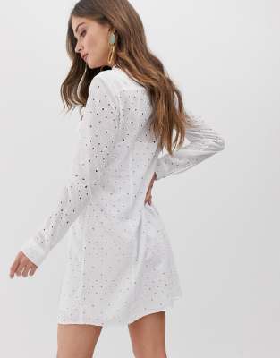 stradivarius white shirt dress