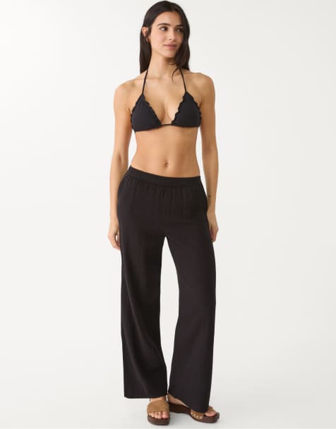 Stradivarius - Broek met elastische tailleband in zwart - view 1