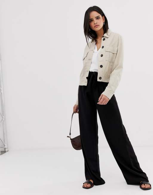 Stradivarius - Broek met gestrikte taille en wijde pijpen