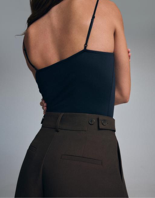 Stradivarius - Broek met superwijde pijpen en verstelbare taille in bruin, 4 van 7