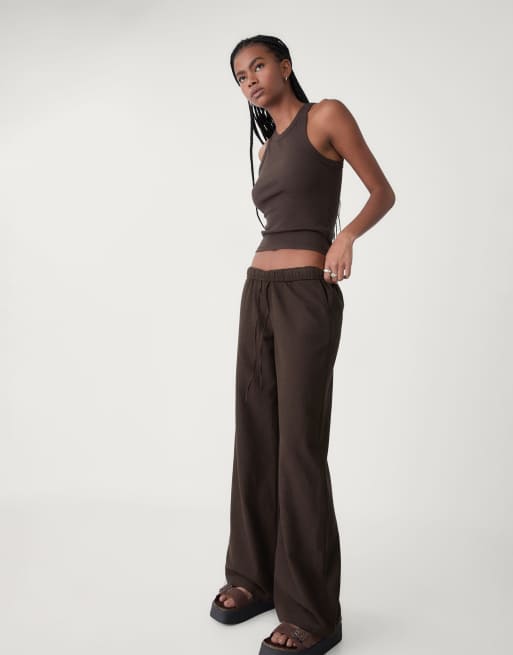 Stradivarius - Broek met trekkoord in bruin, 2 van 5