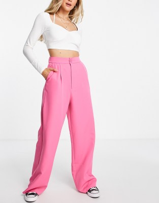 Stradivarius - Broek met wijde pijpen in felroze | ASOS