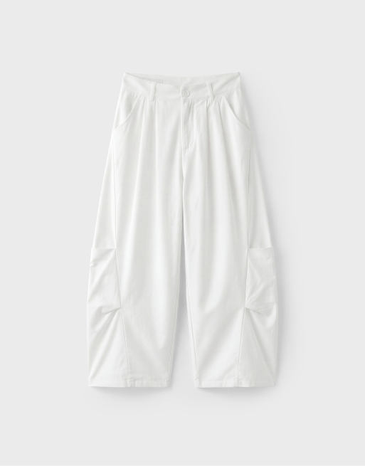 Stradivarius - Broek van 100% katoen met ballonpijpen in wit, 6 van 7