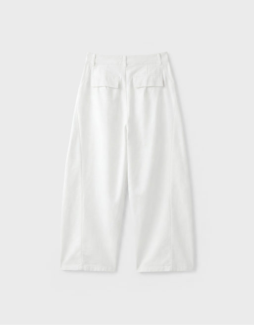 Stradivarius - Broek van 100% katoen met ballonpijpen in wit, 7 van 7
