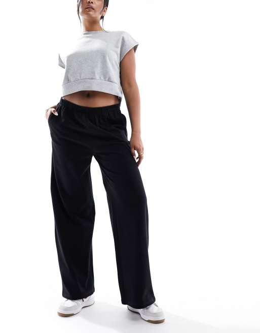 Stradivarius - Broek van jersey met elastische taille in zwart 