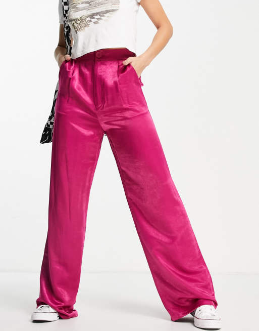 Stradivarius - Broek van satijn in roze