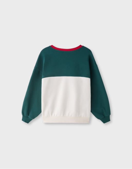 Stradivarius Brooklyn sweatshirt met print op de voorkant in kaki, 6 van 6