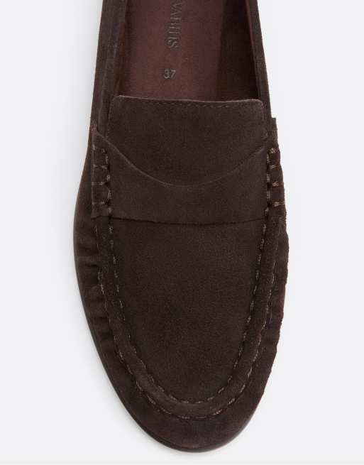 Stradivarius Brown leather loafers in brown, 4 of 5