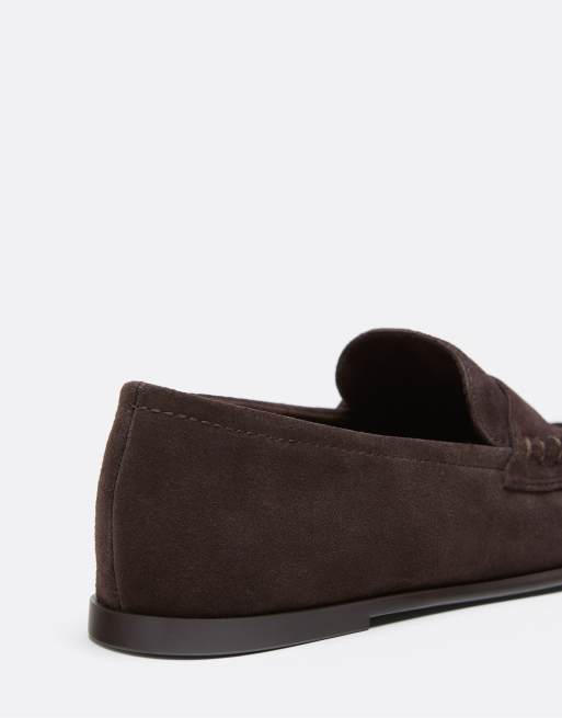 Stradivarius Brown leather loafers in brown, 5 of 5