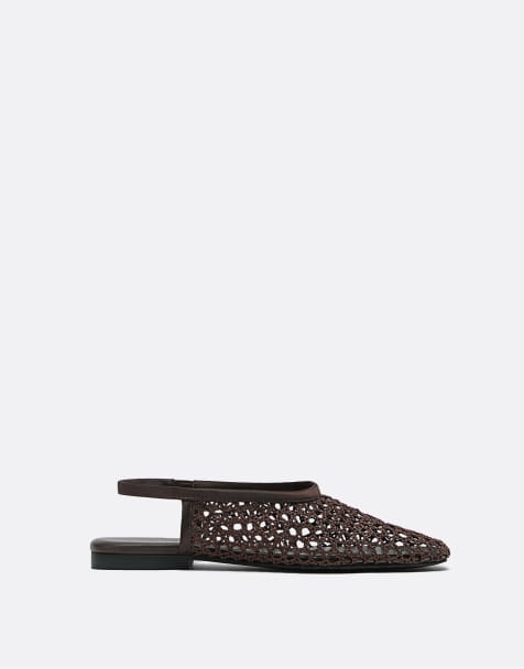 Stradivarius - Brun babouche-sko med flettet design - view 1