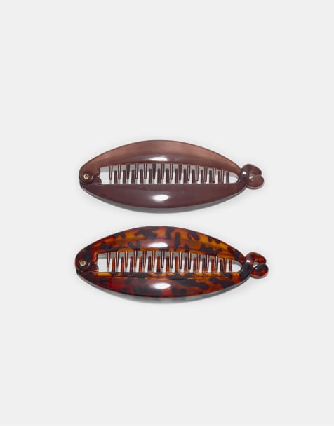Stradivarius – Brun bananklämma, 2-pack - view 1