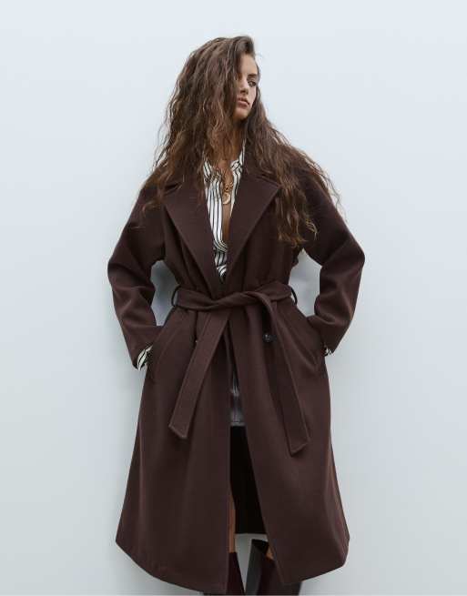 Stradivarius - Brun blød trenchcoat, 2 af 4